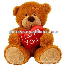 cute plush valentine teddy bear with I love you heart